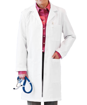 Meta 37 Inch Women's Notched Collar Long Lab Coat