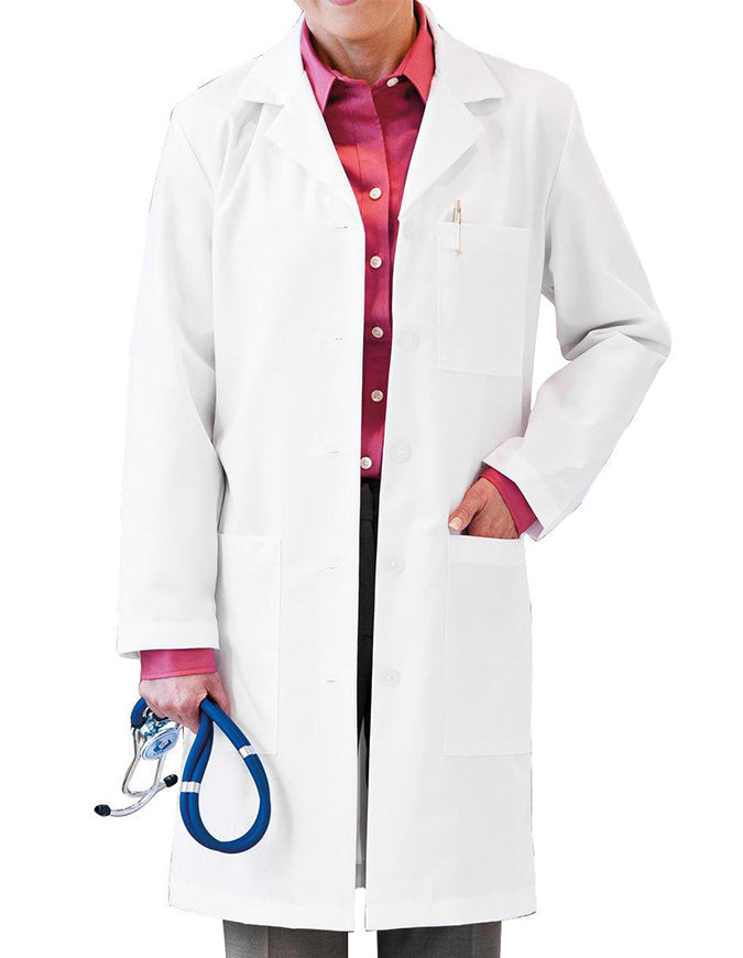 Meta 37 Inch Women's Notched Collar Long Lab Coat