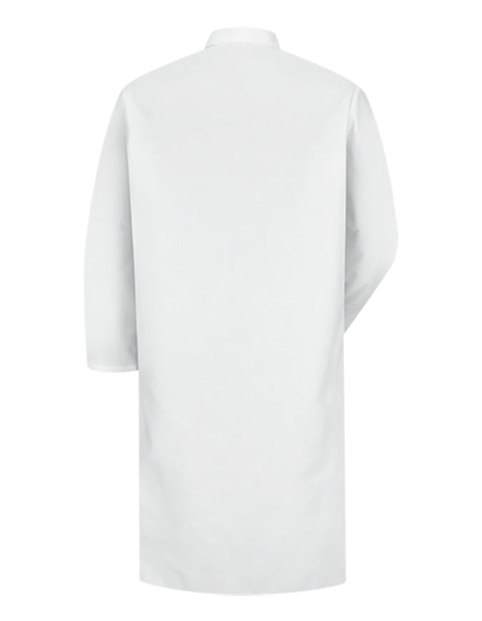 Red Kap 44.75 Inch Gripper Front Men White Butcher Wrap Lab Coat - White