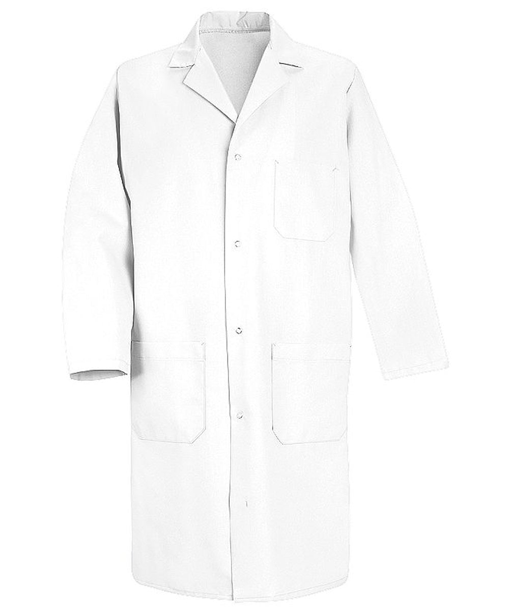 Red Kap 41.5 inch Three Pockets Four Gripper Men Medical Lab Coat - White