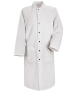 Red Kap 45 Inch Men's Three Pockets Snap Front Butcher White Lab Coat - White