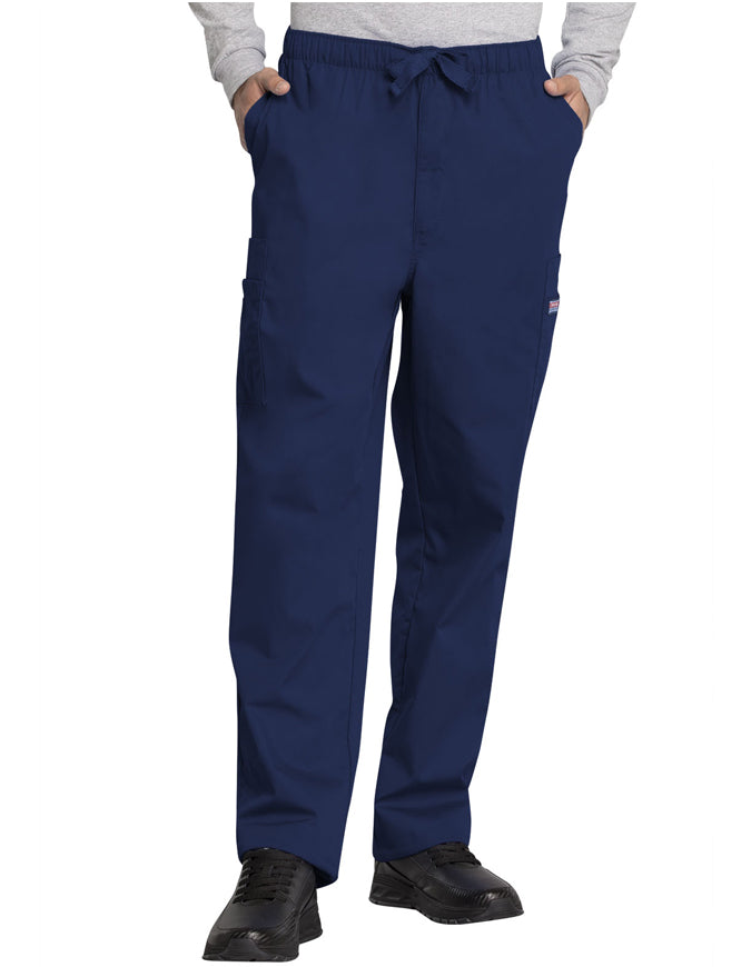 Cherokee Workwear Men's Drawstring Cargo Tall Scrub Pant Navy