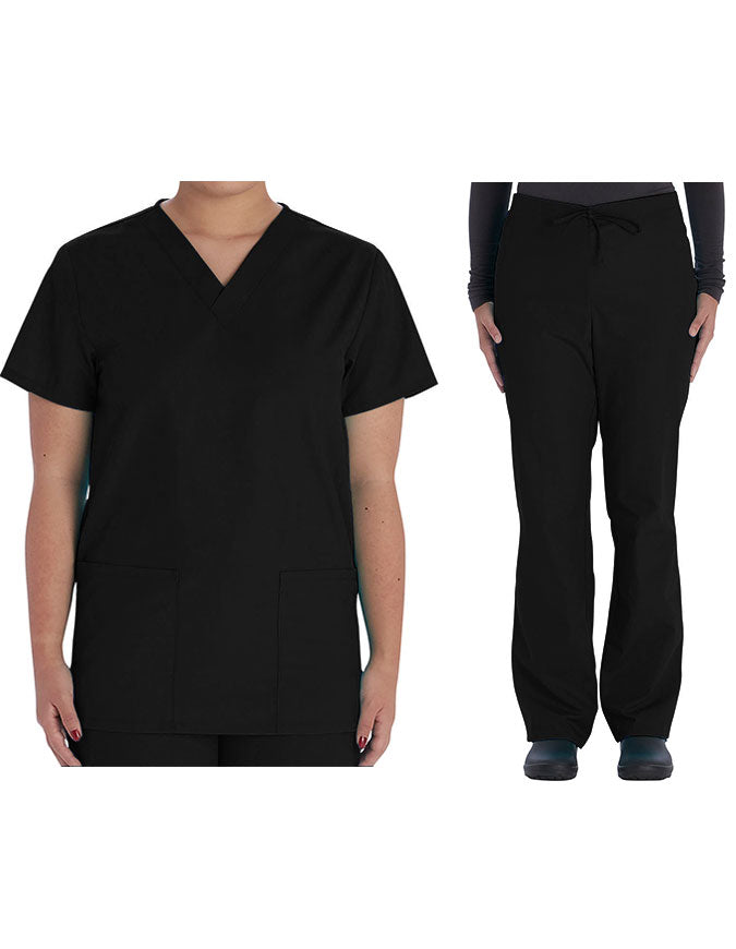 Vital Threads Unisex V-Neck Scrub Sets Black