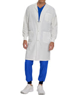 White Cross 42 Inch Women's Knit Cuffs Long Lab Coat - White