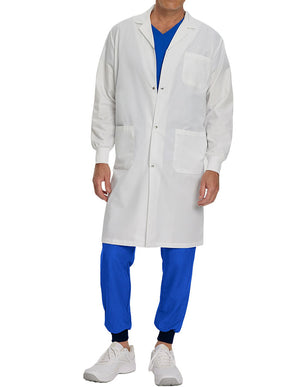 White Cross 42 Inch Women's Knit Cuffs Long Lab Coat - White