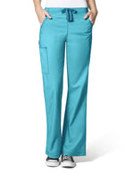 WonderWink WonderFlex 31 Inch Women's Flare Leg Cargo Nurse Scrub Pants - Aqua