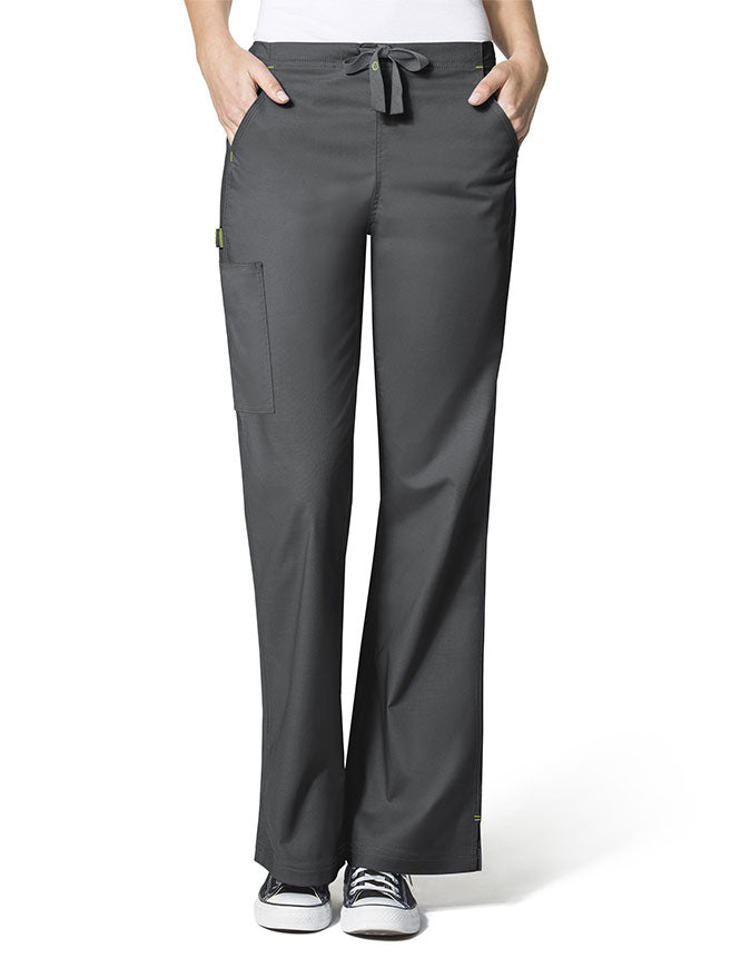 WonderWink WonderFlex 31 Inch Women's Flare Leg Cargo Nurse Scrub Pants -Charcoal