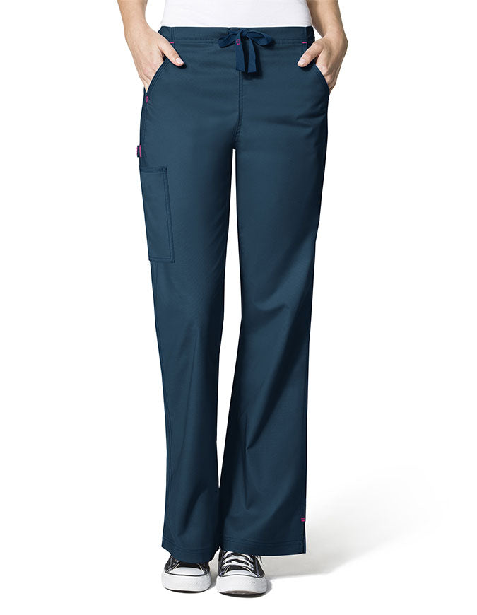 WonderWink WonderFlex 31 Inch Women's Flare Leg Cargo Nurse Scrub Pants - Galaxy Blue