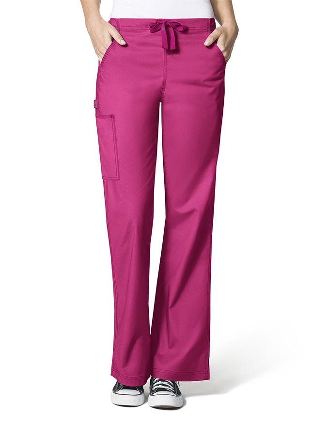 WonderWink WonderFlex 31 Inch Women's Flare Leg Cargo Nurse Scrub Pants  -  Hot Pink