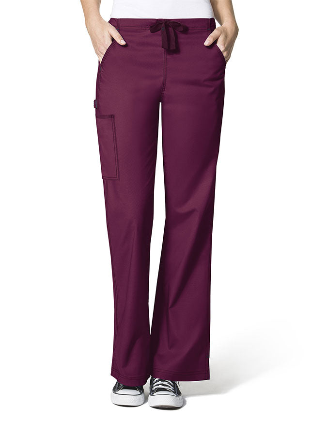 WonderWink WonderFlex 31 Inch Women's Flare Leg Cargo Nurse Scrub Pants - wine