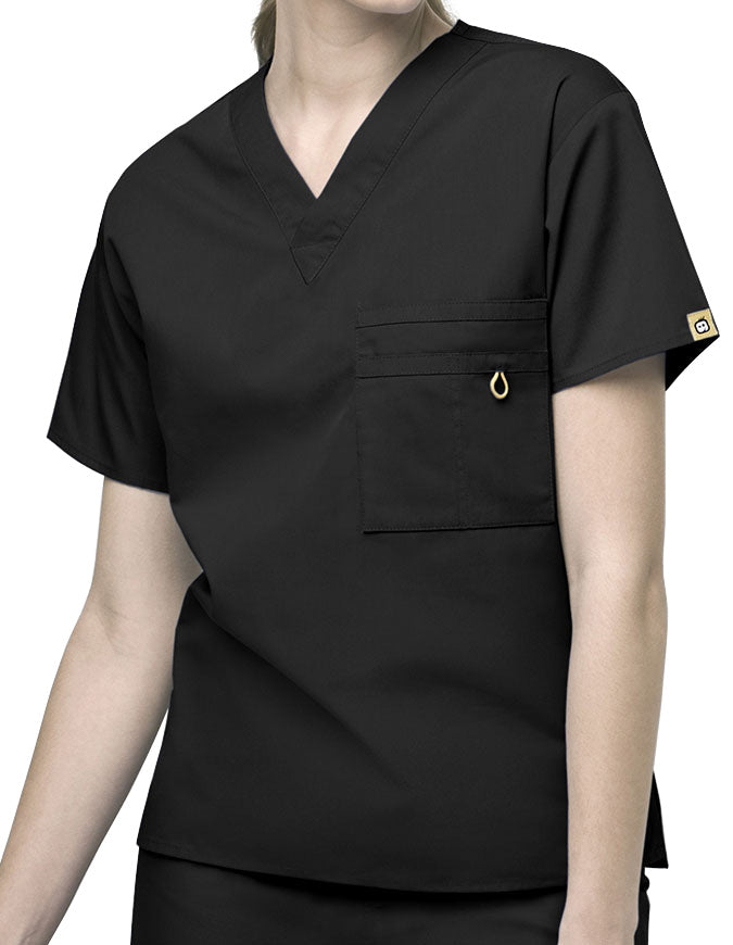 WonderWink 28.75 Inch Unisex The Alpha V-Neck Nursing Top black