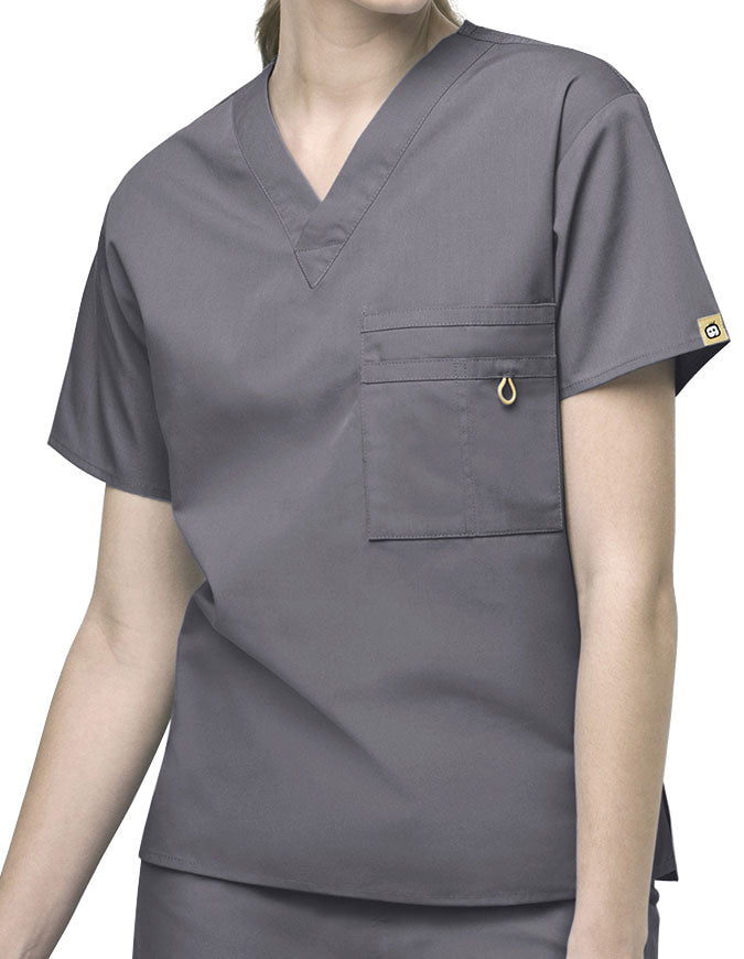 WonderWink 28.75 Inch Unisex The Alpha V-Neck Nursing Top pewter