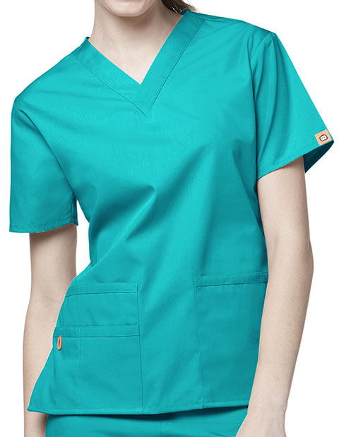 WonderWink 27.75 Inch Women's The Bravo V-Neck Nursing Top -Real Teal