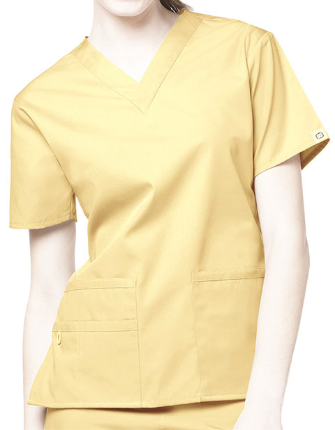 WonderWink 27.75 Inch Women's The Bravo V-Neck Nursing Top - Yellow