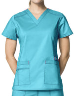 WonderWink 27.25 Inch Women's V-Neck Nursing Scrub Top - Aqua