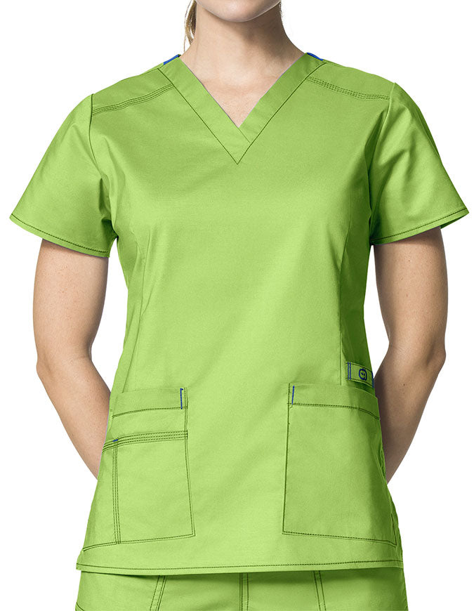 WonderWink 27.25 Inch Women's V-Neck Nursing Scrub Top - Green Apple