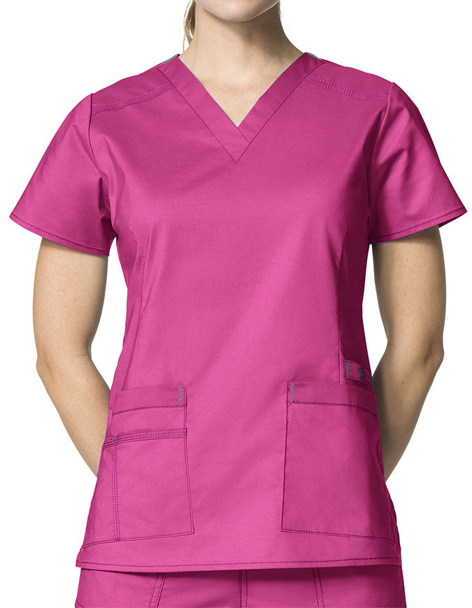 WonderWink 27.25 Inch Women's V-Neck Nursing Scrub Top - Hot pink