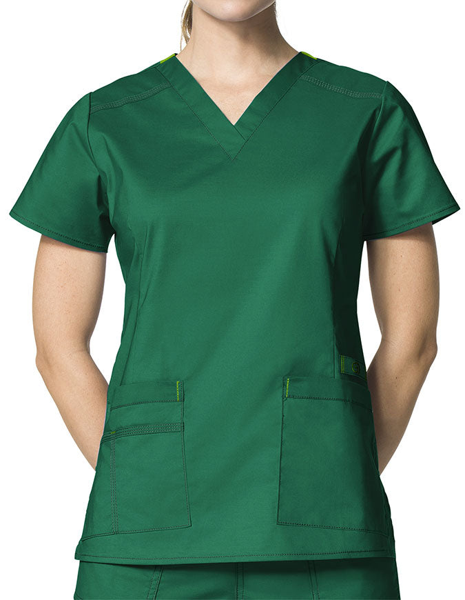 WonderWink 27.25 Inch Women's V-Neck Nursing Scrub Top - Hunter green