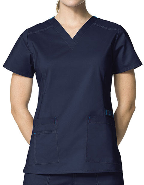 WonderWink 27.25 Inch Women's V-Neck Nursing Scrub Top - Navy