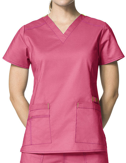 WonderWink 27.25 Inch Women's V-Neck Nursing Scrub Top - papaya