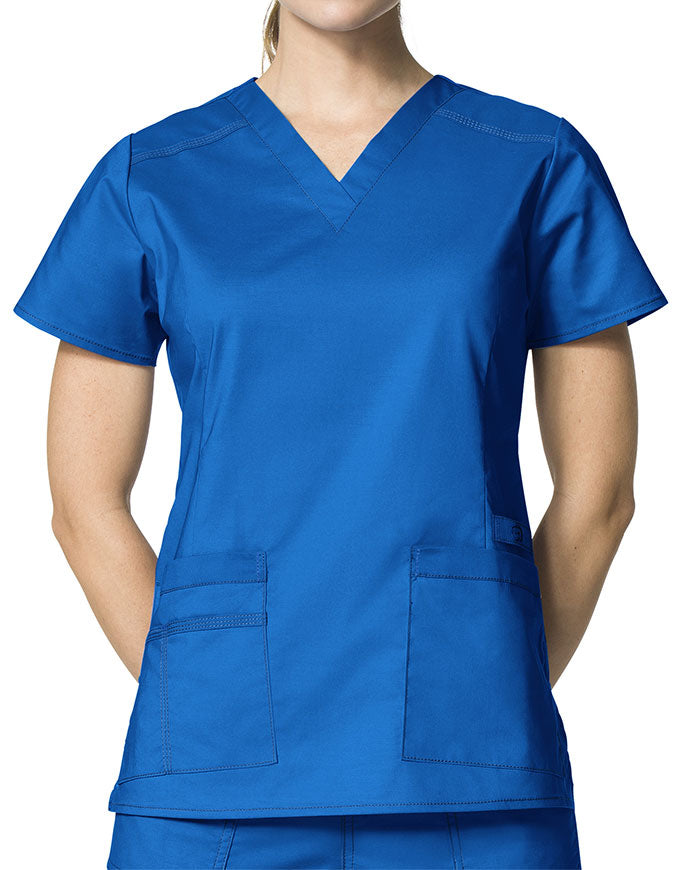 WonderWink 27.25 Inch Women's V-Neck Nursing Scrub Top - Royal