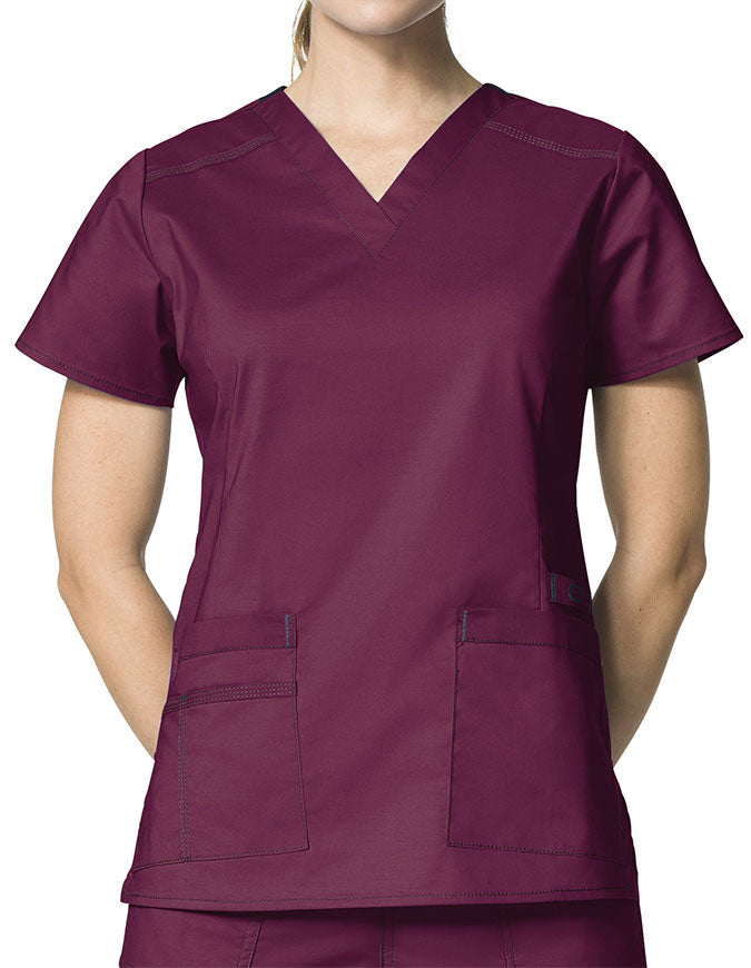 WonderWink 27.25 Inch Women's V-Neck Nursing Scrub Top - Wine