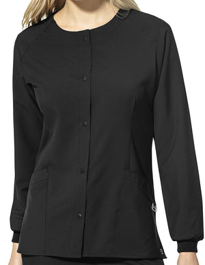 WonderWink W123 Women's Crew Neck Warm Up Jacket - Black