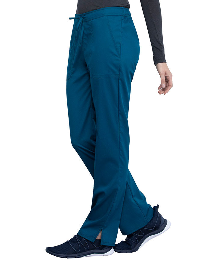 Cherokee Workwear Revolution Women's Mid Rise Straight Leg Drawstring Pant royal - Caribbean Blue