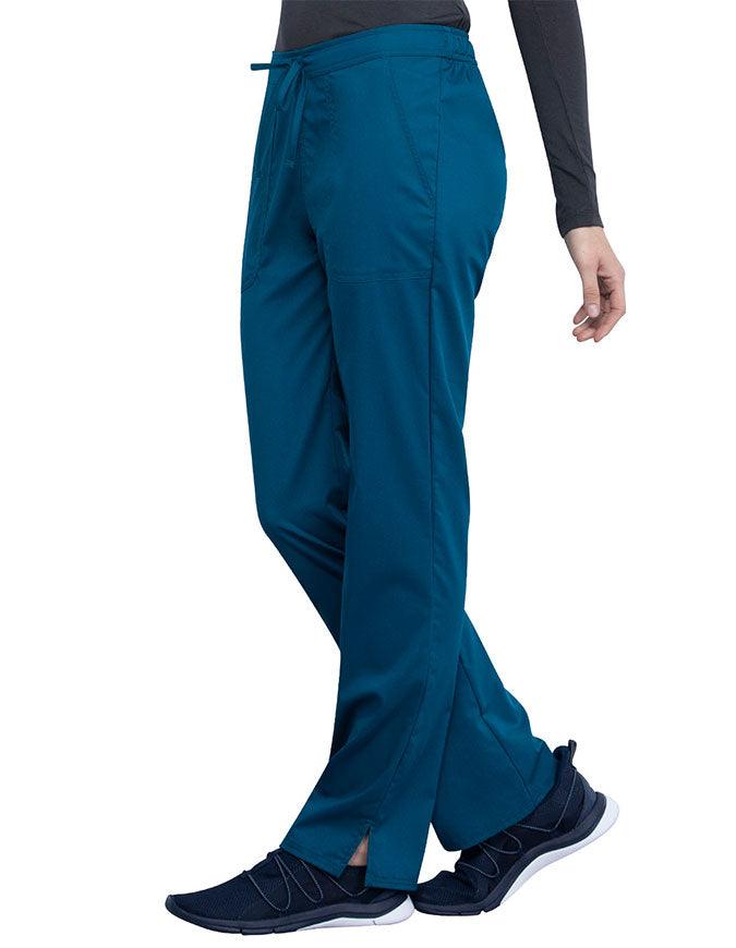 Cherokee Workwear Revolution Women's Mid Rise Straight Leg Drawstring Tall Pant - Caribbean Blue