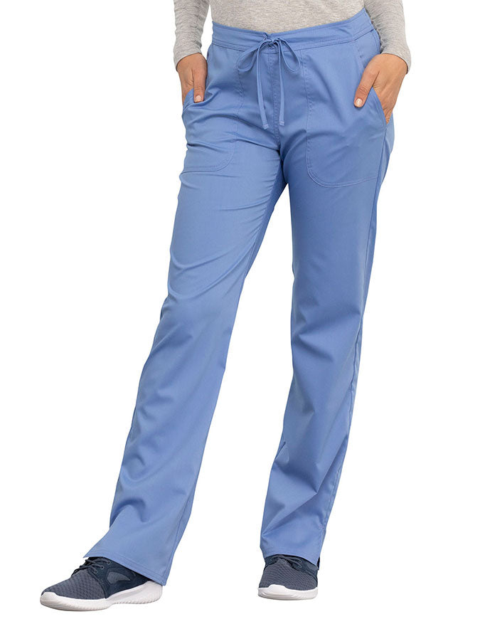 Cherokee Workwear Revolution Women's Mid Rise Straight Leg Drawstring Pant royal - Ciel blue