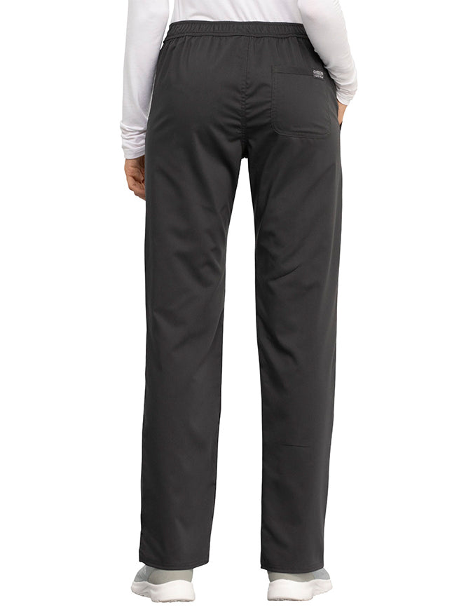 Cherokee Workwear Revolution Women's Mid Rise Straight Leg Drawstring Pant Pewter