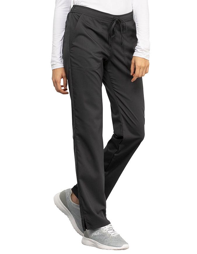 Cherokee Workwear Revolution Women's Mid Rise Straight Leg Drawstring Tall Pant Pewter