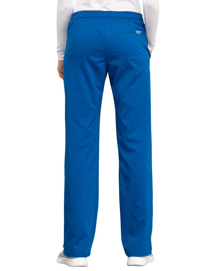 Cherokee Workwear Revolution Women's Mid Rise Straight Leg Drawstring Pant royal blue