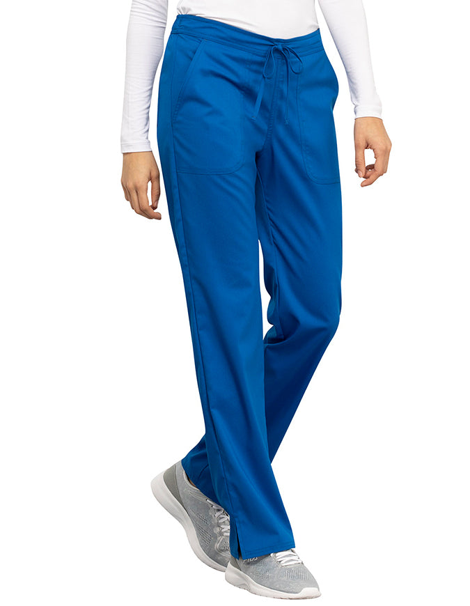 Cherokee Workwear Revolution Women's Mid Rise Straight Leg Drawstring Pant royal blue