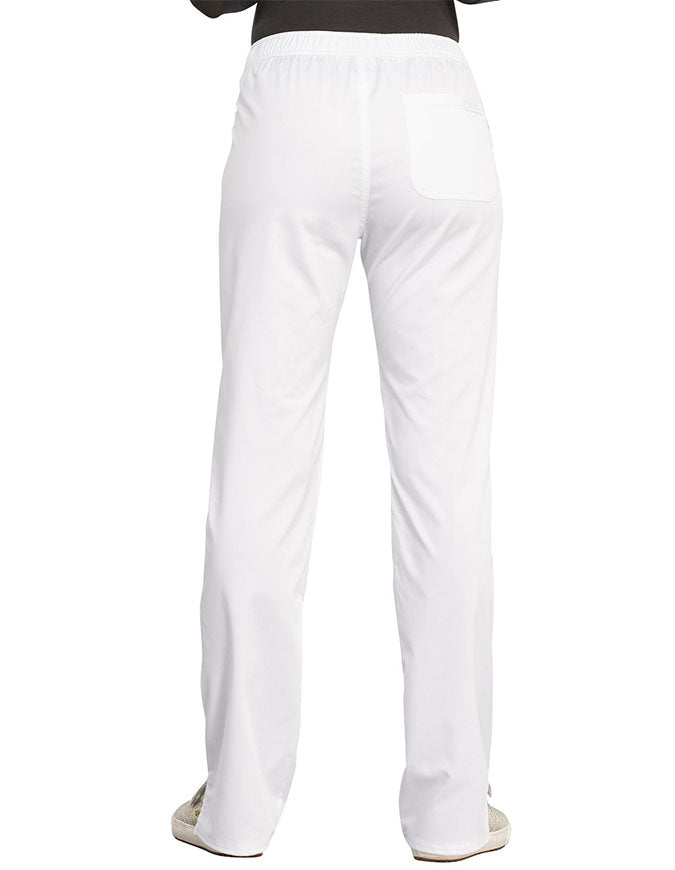 Cherokee Workwear Revolution Women's Mid Rise Straight Leg Drawstring Pant royal - White