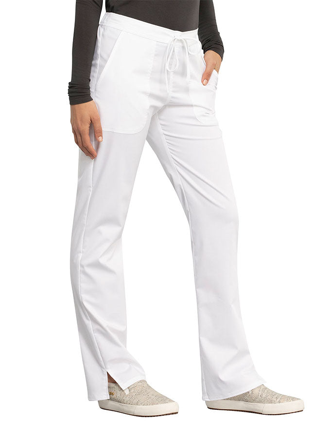 Cherokee Workwear Revolution Women's Mid Rise Straight Leg Drawstring Pant royal - White