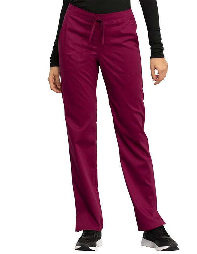 Cherokee Workwear Revolution Women's Mid Rise Straight Leg Drawstring Pant royal - Wine