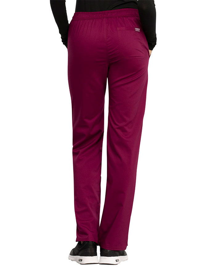 Cherokee Workwear Revolution Women's Mid Rise Straight Leg Drawstring Pant royal - Wine