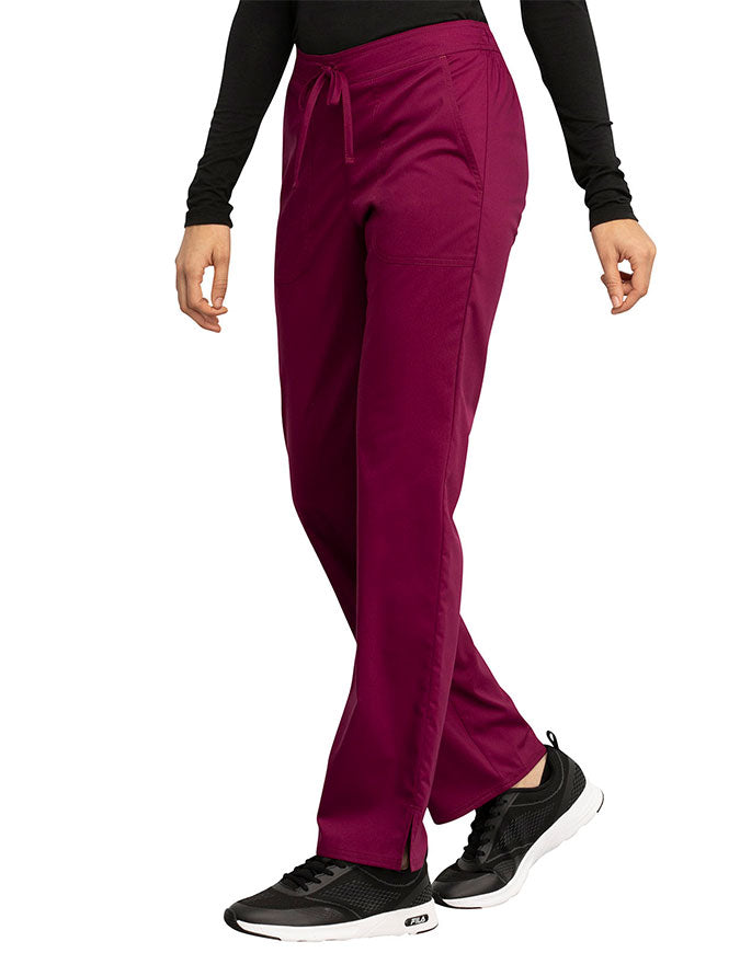 Cherokee Workwear Revolution Women's Mid Rise Straight Leg Drawstring Pant royal - Wine