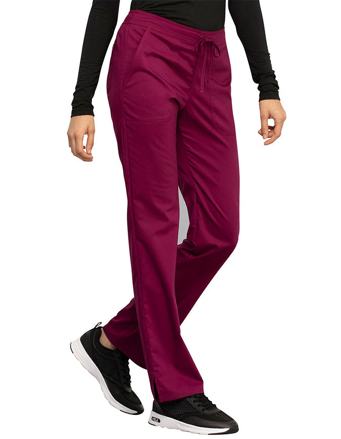 Cherokee Workwear Revolution Women's Mid Rise Straight Leg Drawstring Pant royal - Wine