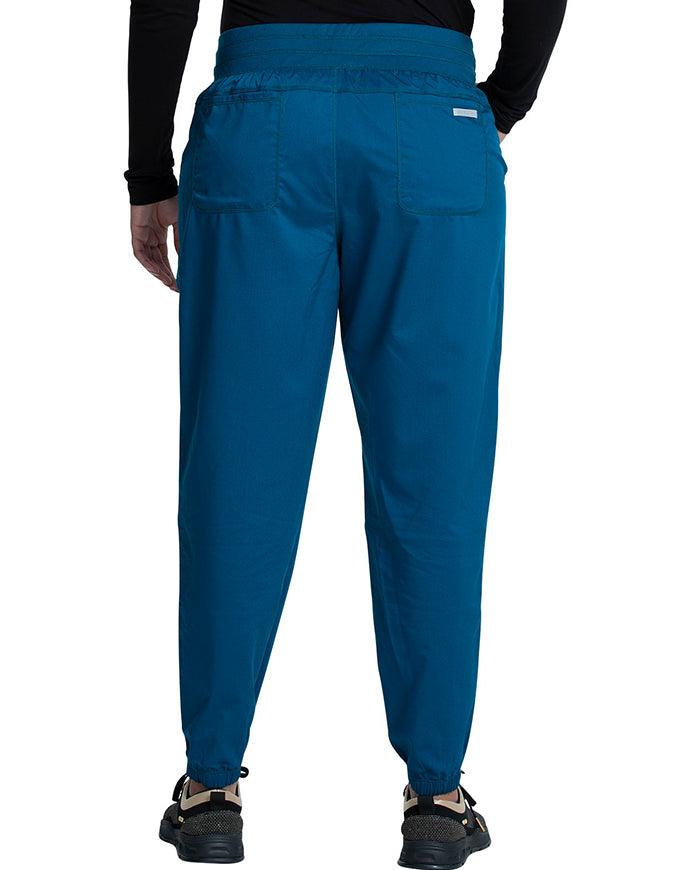 Cherokee Workwear Revolution Women's Natural Rise Tapered Leg Jogger Petite Pant - Caribbean Blue