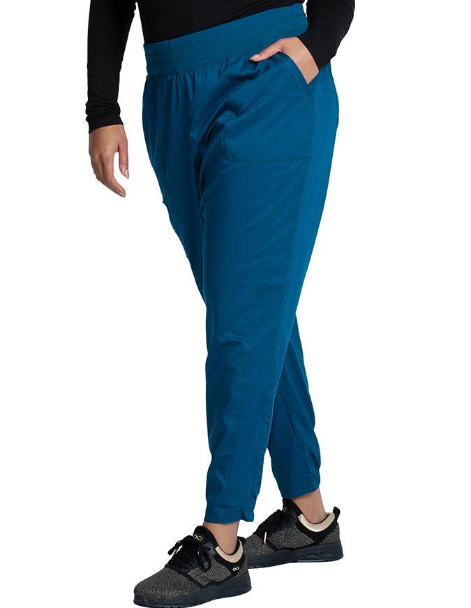 Cherokee Workwear Revolution Women's Natural Rise Tapered Leg Jogger Petite Pant - Caribbean Blue