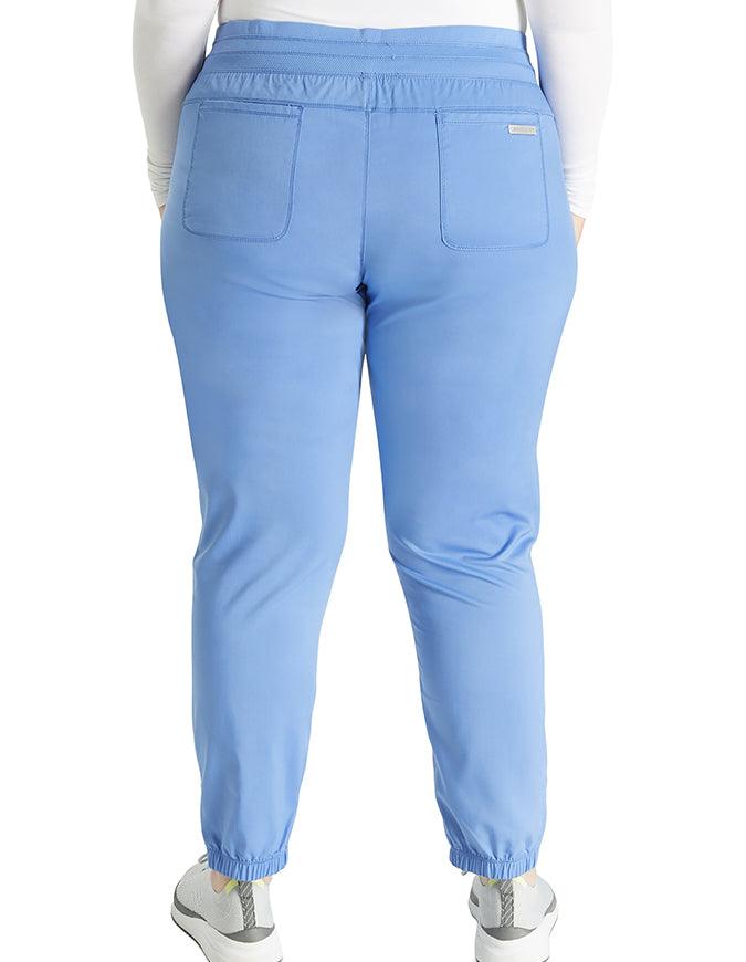 Cherokee Workwear Revolution Women's Natural Rise Tapered Leg Jogger Petite Pant - Ciel Blue