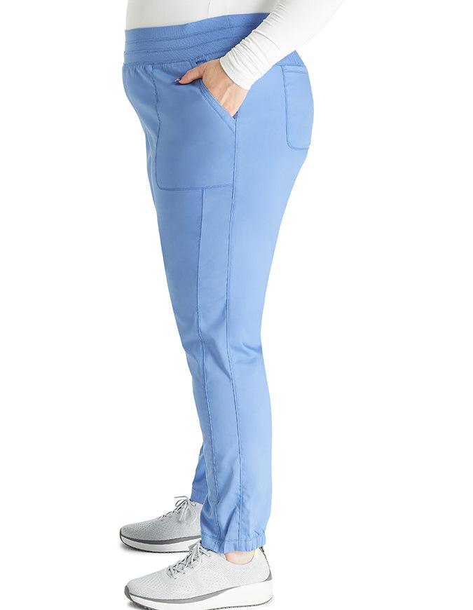 Cherokee Workwear Revolution Women's Natural Rise Tapered Leg Jogger Petite Pant - Ciel Blue