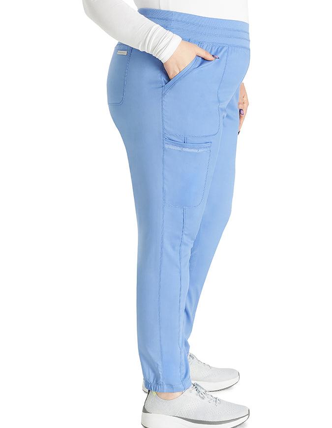 Cherokee Workwear Revolution Women's Natural Rise Tapered Leg Jogger Petite Pant - Ciel Blue