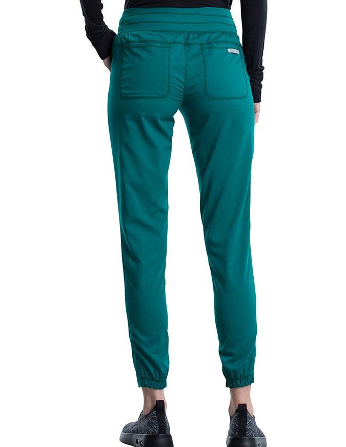 Cherokee Workwear Revolution Women's Natural Rise Tapered Leg Jogger Petite Pant - Hunter Green