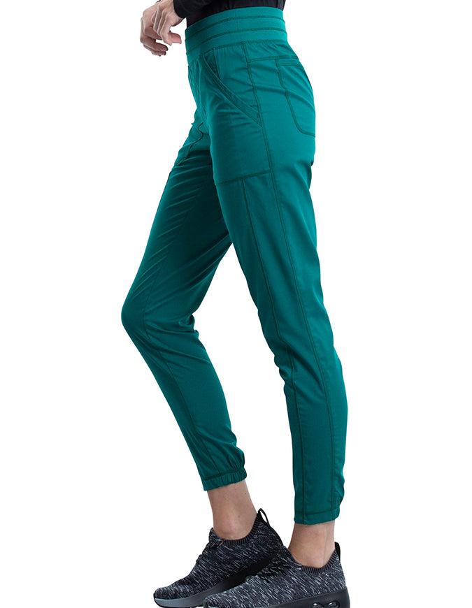 Cherokee Workwear Revolution Women's Natural Rise Tapered Leg Jogger Petite Pant - Hunter Green