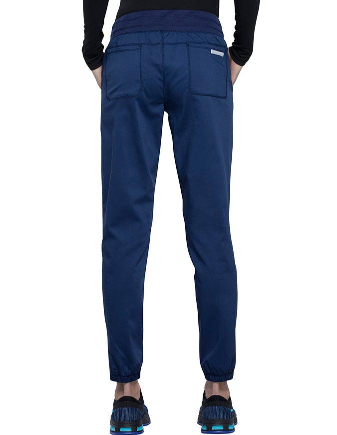 Cherokee Workwear Revolution Women's Natural Rise Tapered Leg Jogger Petite Pant - Navy