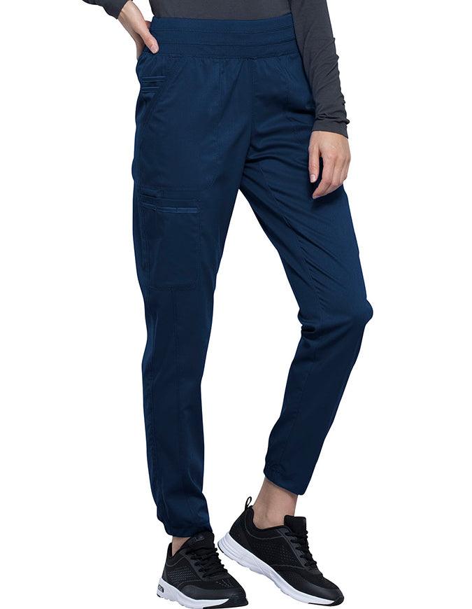 Cherokee Workwear Revolution Women's Natural Rise Tapered Leg Jogger Petite Pant - Navy