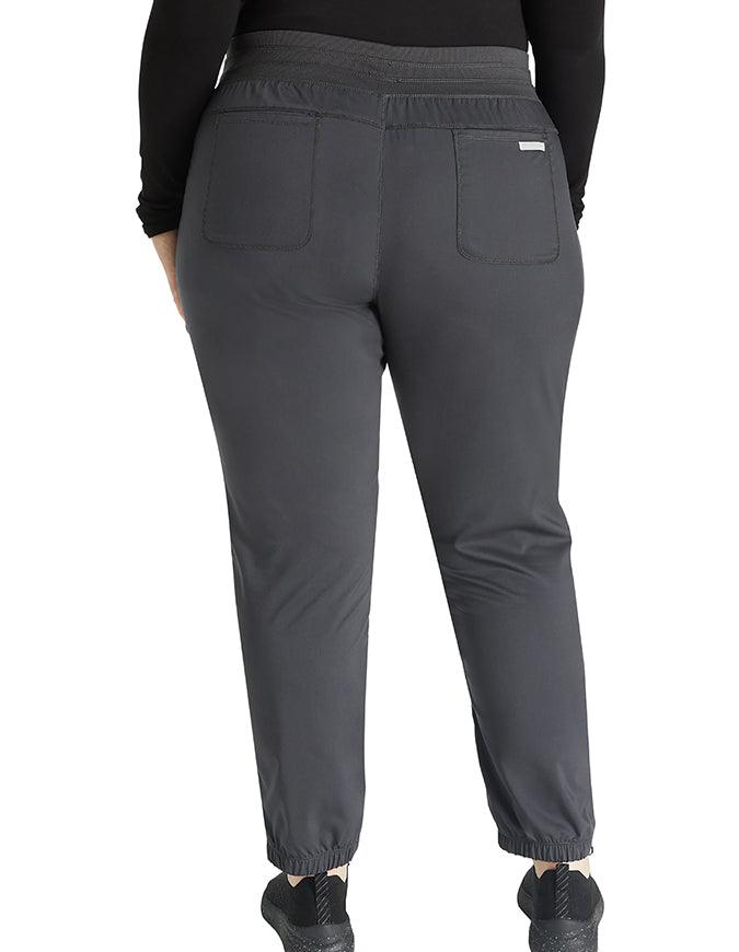 Cherokee Workwear Revolution Women's Natural Rise Tapered Leg Jogger Petite Pant - Pewter